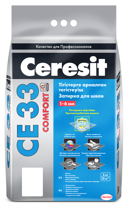 Ceresit  CE 33 Comfort затирка для узких швов до 6 мм, цвет: Графит (Graphite), 2 кг