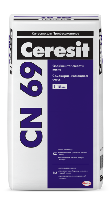 Ceresit CN 69 Самовыравнивающаяся смесь для выравнивания пола (толщина слоя 3-15 мм), 25 кг